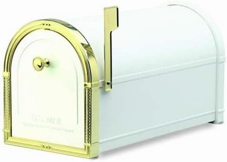 Architectural Mailboxes Coronado Mailbox with Polished Brass Accents, White