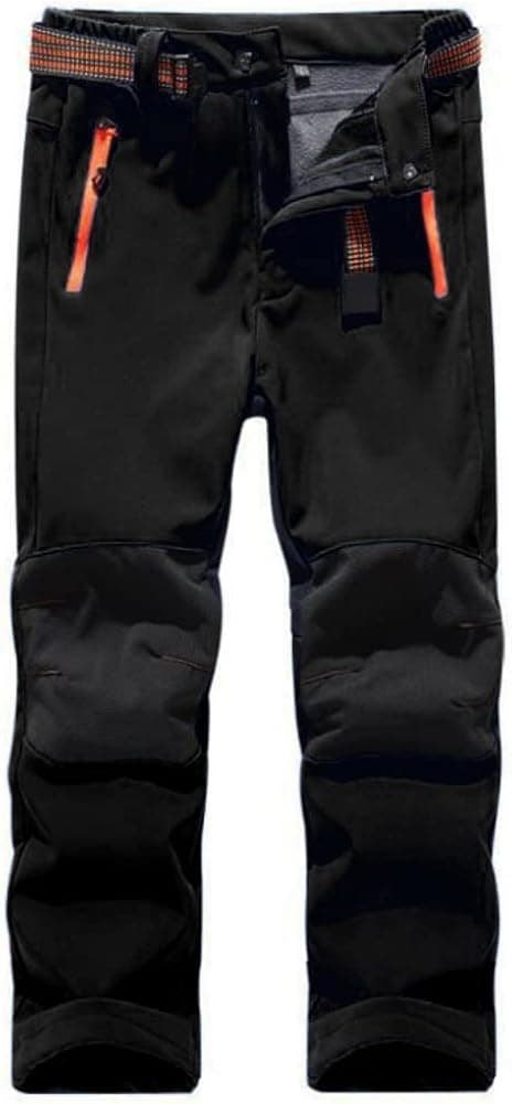 Kids Boy's Youth Windproof Waterproof Hiking Ski Snow Pants, Soft Shell Expandable Waist Warm Insulated Trousers