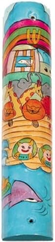 Yair Emanuel Large Wooden Noah's Ark Design for Children's Room - Mezuzah Scroll Case For Door Lintel (MZL-8)