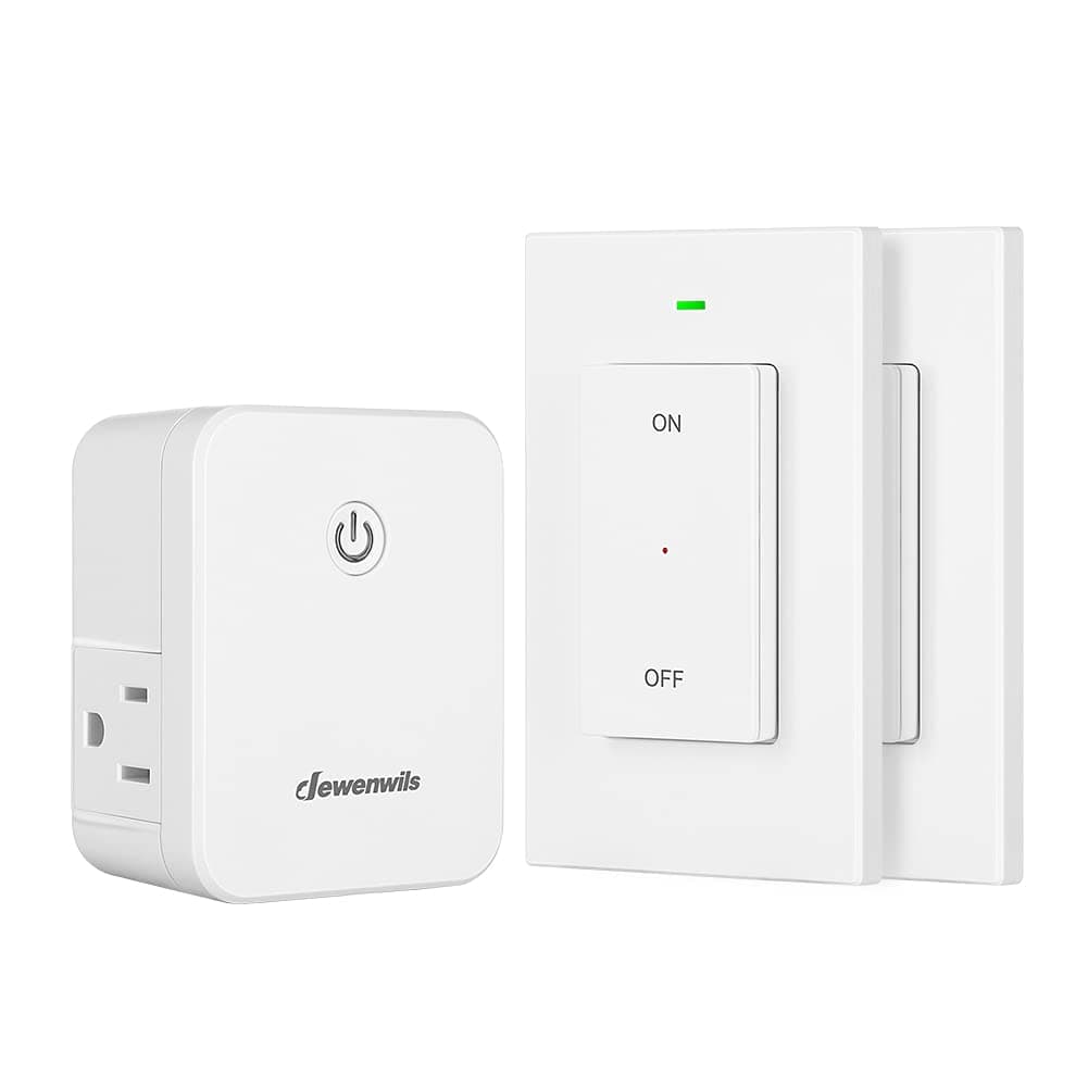 DEWENWILS Remote Control Outlet, Wireless Wall Light Switch with 2 Side Outlets, No Wiring Remote Outlet Switch for Lamp, 100FT Range, ETL Listed(2 Switches and 1 Outlet)