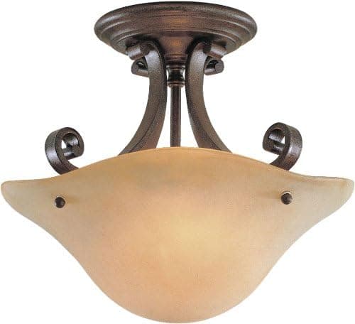 Feiss SF177CB, Tuscan Villa Round Glass Semi Flush Lighting, 2 Light, 200 Total Watts, Bronze