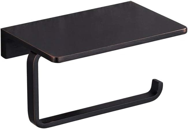 SANLIV Heavy Brass Toilet Paper Holder with Shelf Hotel Bathroom Tissue Roll Holder in Oil-Rubbed Bronze Finish