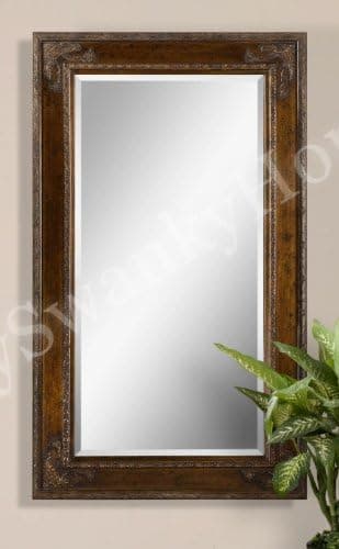 Oversize 73" ORNATE DARK Wood Wall Mirror