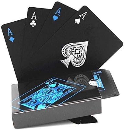 BeeSpring Waterproof PVC Playing Cards Set Pure Color Black Poker Card Classic Magic Tricks Tool, 54pcs/Deck