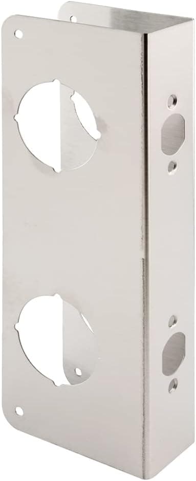Defender Security U 9595 Stainless Steel 1-3/4 in. x 9 in. Thick Lock and Door Reinforcer, 2-1/8 in. Double Bore, 2-3/4 in. Backset