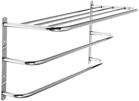 Polder Bathroom Wall Shelf with 2 Towel Racks, Chrome