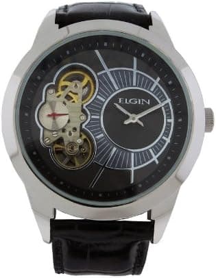 Elgin FG8004 Men's Carbon Round Analog Automatic Sub Second Dial Leather Watch