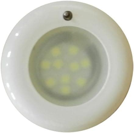 Frilight 8777 (with Switch) Nova LED Ceiling Light, 12 Volt - 24 Volt (10-30v dc). Plastic, Recess Mount. White or Chrome; LED Bulb, 3-Way, Cool White or Warm White LED