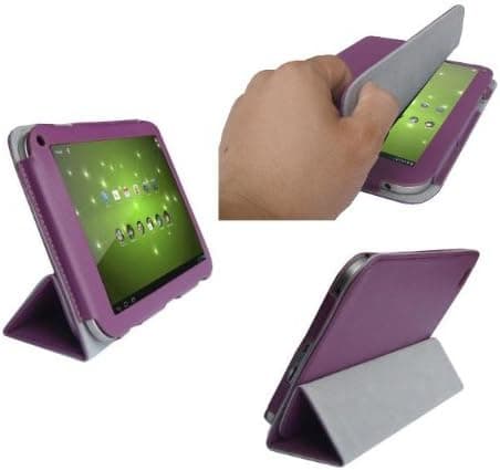 HappyZone PU Leather Case Cover with Build in Stand For Toshiba Excite 7.7 inch Tablet (AT275/AT270) - Purple