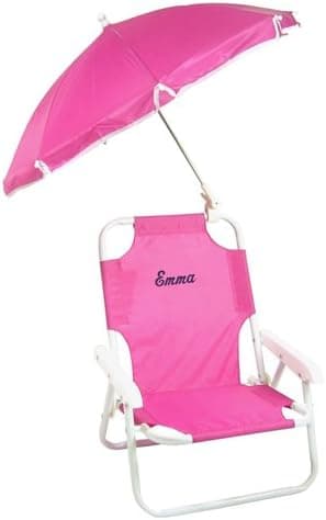 aBaby Personalized Pink Child Beach Chair with Umbrella, Name: Emma