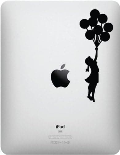 Yadda-Yadda Design Co. Flying Balloon Girl - iPad - Vinyl Decal Sticker (2" w x 5.5" h) (Black)