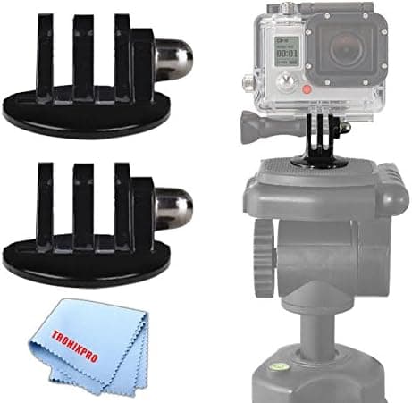 2 Tripod Mount for GoPro HERO1, HERO2, HERO3, HERO3+, HERO4, Black, Silver, and White Editions, HERO6, Fusion & Sessions Cameras with Microfiber Cloth