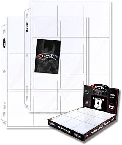 (25) Clear BCW Brand 9 Pocket Page 3 Ring Binder Sheets Trading Card Holder for Magic the Gathering, Pokemon, World of Warcraft, Kaijudo Duel Masters, Yu-Gi-Oh!, and Cardfight Vanguard Cards or Coupons