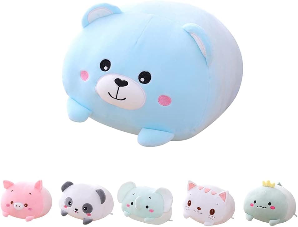 GRTLPOK Bear Stuffed Animal, Bear Plush Body Pillow Hugging Pillow Toy Kids Sleeping Kawaii Pillow,Gift for Kids and Girlfriend(8inch)