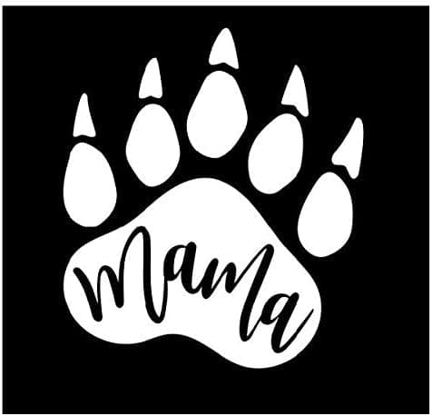 Mama Bear Paw Vinyl Decal | White | Made in USA by Foxtail Decals | for Car Windows, Tablets, Laptops, Water Bottles, etc. | 4.0 x 4.50 inch