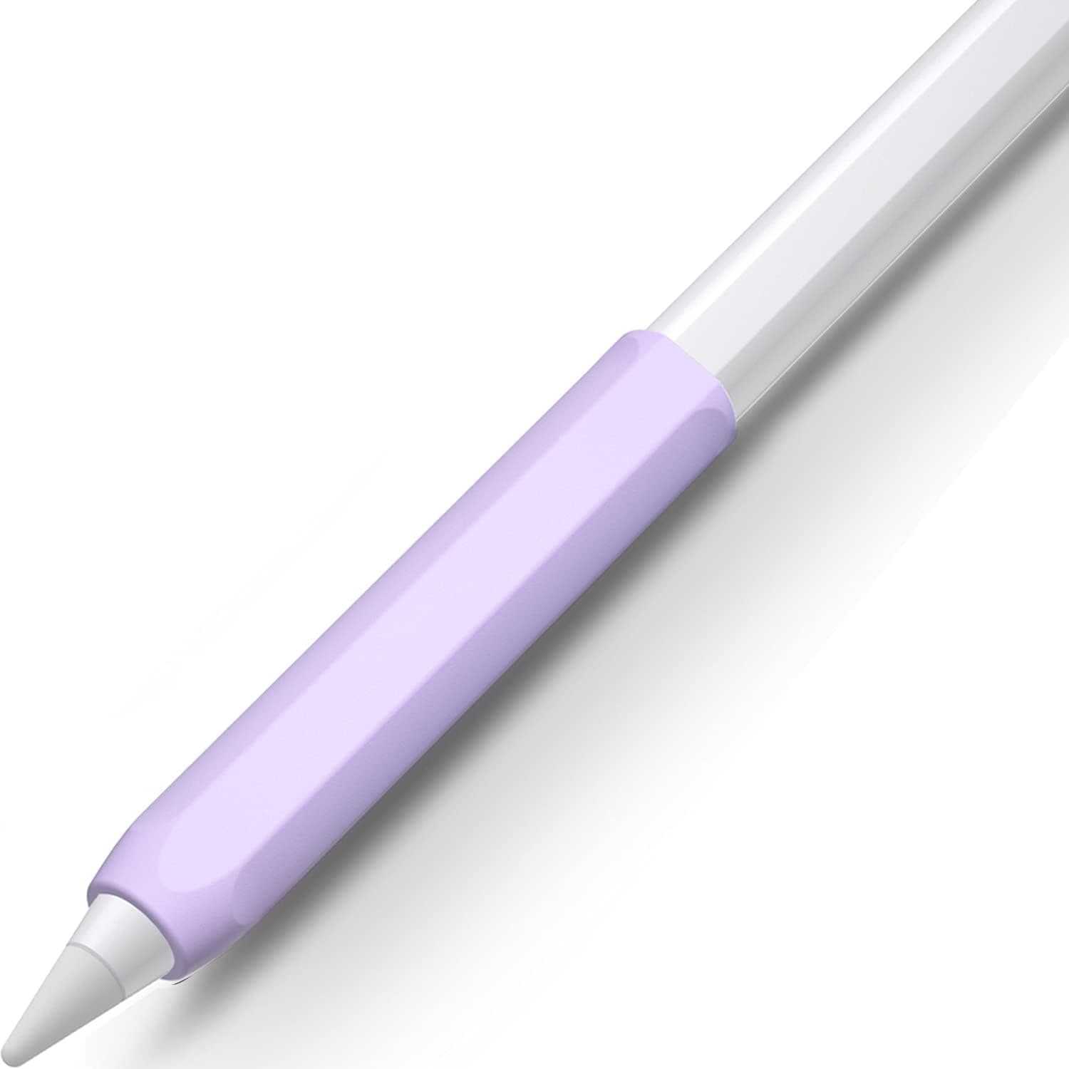 YINVA Ergonomic Grip Compatible with Apple Pencil 2nd Generation, Silicone Cover Sleeve Compatible with iPad Pencil 2 Gen Holder Case Accessories (Purple)