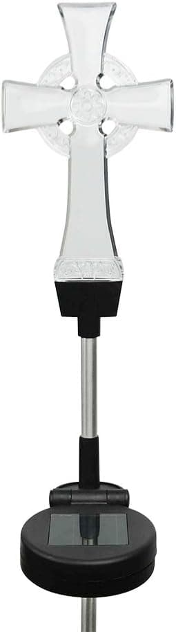 Solaration 1043 Decorative Celtic Cross Garden Decor Stake White LED Landscape Light