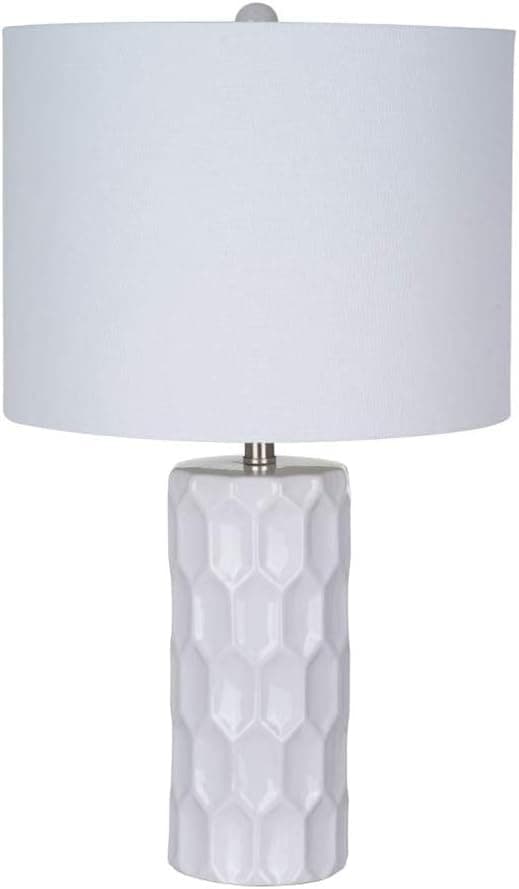Amazon Brand – Ravenna Home Mid Century Modern White Ceramic Table Lamp With LED Light Bulb - 21 Inches, White Shade