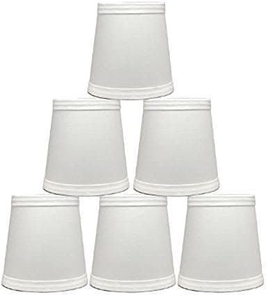 Urbanest Cotton Chandelier Lamp Shades, 4-inch, Hardback,Off White, Clip On(Set of 6)