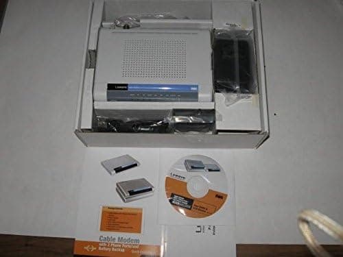 Linksys Cable Modem with 2 Phone Ports and Battery Backup - Model CM2P2B - 1 Free Battery Included!!