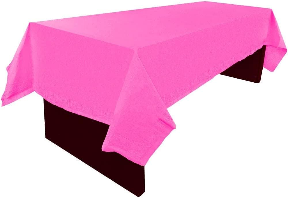 JAM Paper Rectangular Paper Table Cover with Plastic Lining - 54 x 108 Inches - Fuchsia Pink - 1 Tablecloth/Pack