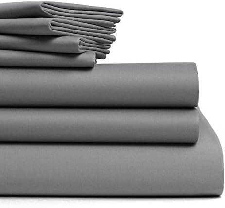 Pinnacle Homes 300 Thread Count 100% Long Staple Soft Cotton Sheet Set, 4 Piece Set,Queen Sheets, Soft Smooth Sateen Weave, Hotel Quality Bestselling Sheet,16" Deep Pocket,Luxury Bedding,Dark Grey