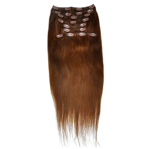 Remy 20 Inch Human Hair Clip in Extensions 160g #04 Medium Brown
