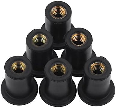 6pc Well Nuts Kit, M4 Durable Rubber Windshield Bolts Well Nuts for Motorcycles Kayak Canoe Boats