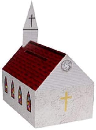 Sterling Gifts 24 Church Shaped Donation Cardboad Banks Package of 24 - Fundraising