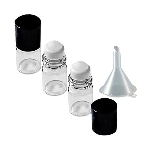 Grand Parfums Empty 1.5ml Micro Mini Rollon Dram Glass Bottles with Glass Roller Balls - Refillable Aromatherapy Essential Oil Roll On - Bulk - 1/4 Dram Pack of 6 -