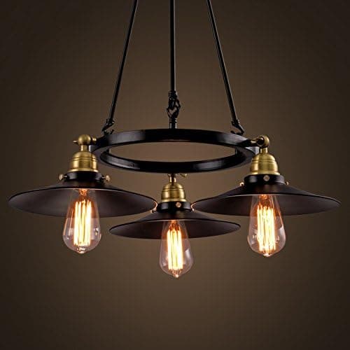 SEOL-LIGHT Factory Filament Chandeliers with 3 light Black Metal Shape ,Max 180W Flush Mount Fixture,Dinning Table,Bar,Foyer