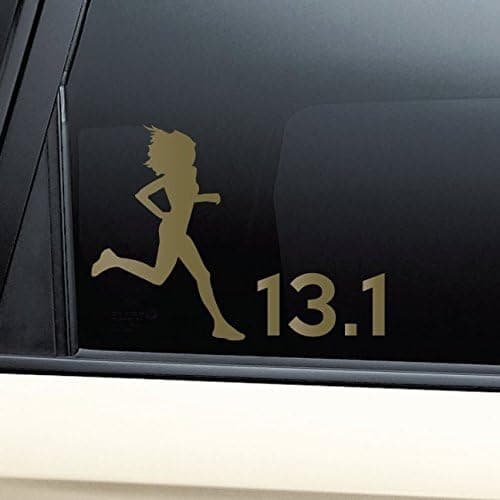 Nashville Decals 13.1 Marathon Female Runner Vinyl Decal Laptop Car Truck Bumper Window Sticker - Metallic Gold Matte