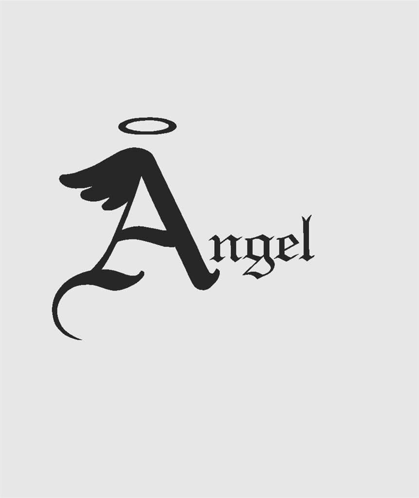 Letter A with with Wings and Halo Silhouette in Angel Art Lettering Decal - Peel & Stick Sticker - Vinyl Wall Art Design Size : 6 Inches X 20 Inches - 22 Colors Available