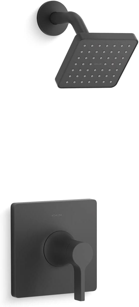 Kohler TS28128-4G-BL Venza Rite-Temp Shower Faucet Trim Set with 1.75 gpm showerhead, Matte Black