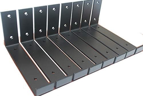 8 Pack -Frosted Black 7.5"L x 4"H x 1.5"W 5mm Thick Hook Brackets, Hook Iron Shelf Brackets, J Bracket, Metal Shelf Bracket, Industrial Shelf Bracket, Modern Shelf Bracket Shelf Supports with Screws