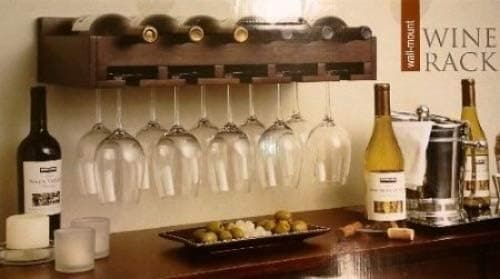 Wall-Mount Wine Rack Holds 6 Wine Bottles