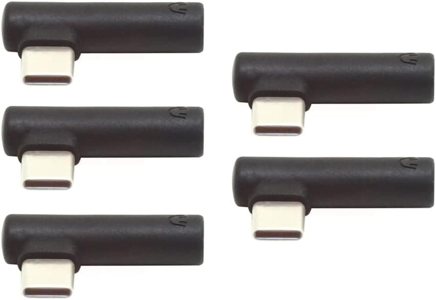 NFHK 5pcs/Set Type-C to 3.5mm Earphone Adapter 90 Degree Angled Type USB-C 3.1 Male to AUX Audio Female