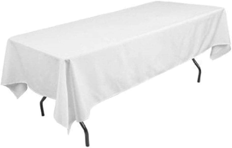 TEKTRUM 52 X 90 INCH 52"X90" RECTANGULAR POLYESTER TABLECLOTH - THICK/HEAVY DUTY/DURABLE FABRIC (White)