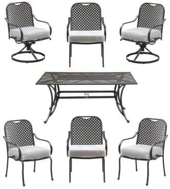 Hampton Bay DY11034-7-B Fall River 7-piece Easy to Assemble Heavy Duty Steel Frame Patio Dining Set with Bare Cushion