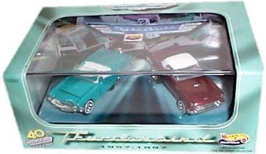 Dubblebla Hot Wheels Collectibles - 40th Anniversary of The Classic Two-Seat Thunderbird (1957-1997) - Limited Edition Two Car Set w/Display Case