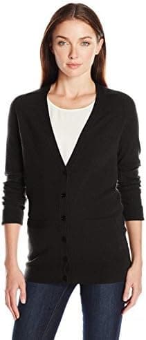 Amazon Brand - Lark & Ro Women's 100% Cashmere Soft Boyfriend Cardigan Sweater