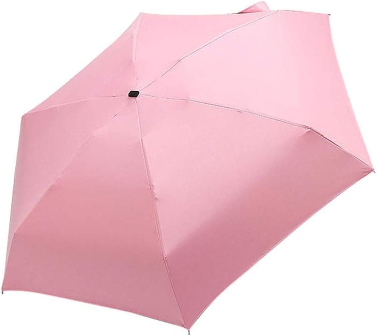 Compact Umbrella Windproof Flat Lightweight Small Mini Portable Umbrella Parasol Folding Sun&Rain Umbrellas (Pink)