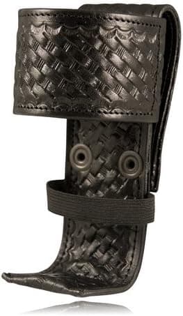 Boston Leather - Deluxe Adjustable Basket Weave Leather Radio Holder
