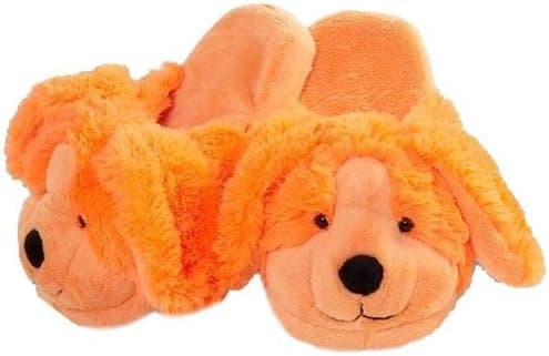 Pillow Pets Neon Puppy Slippers - Kids Soft Chenille Plush Animal Slippers -Large