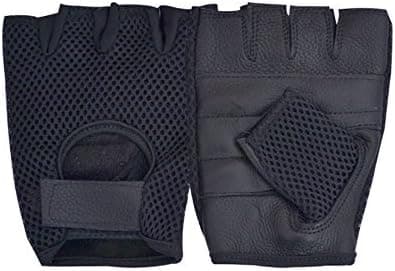 Leather Mesh Padded Women Weight Lifting Training Cycling Driving Wheelchair Black Gloves