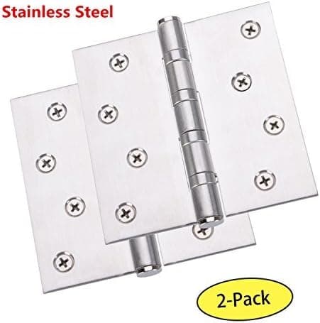 4" X 4" Brushed Nickel Stainless Steel Door Hinges, 2-Pack