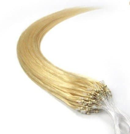 100s 16'' 18'' 20'' 22'' 24'' 26'' Loops Micro Rings Beads Tipped Remy Human Hair Extensions Straight 10 Colors in Women Beauty Style (18inch 0.5g/s 100s each pake, 613 light blonde)