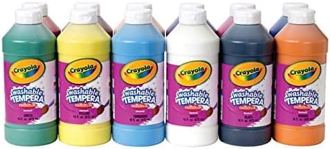 Crayola Artista II Washable Liquid Tempera Paint, Set of 12, 16oz , Assorted Colors (54-8216)