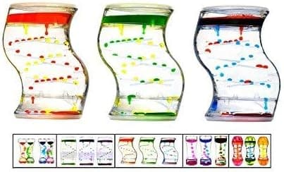 Liquid Timer 3 Pack Sensory Fidget Toy, Multi-Colored Desk Toy by Playlearn (S Shape)