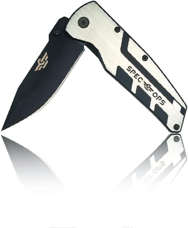 Spec Ops Tools EDC Pocket Knife, High Carbon Steel, Liner Lock Safety, Wear Resistant, Belt Clip, 3% Donated to Veterans, Grey